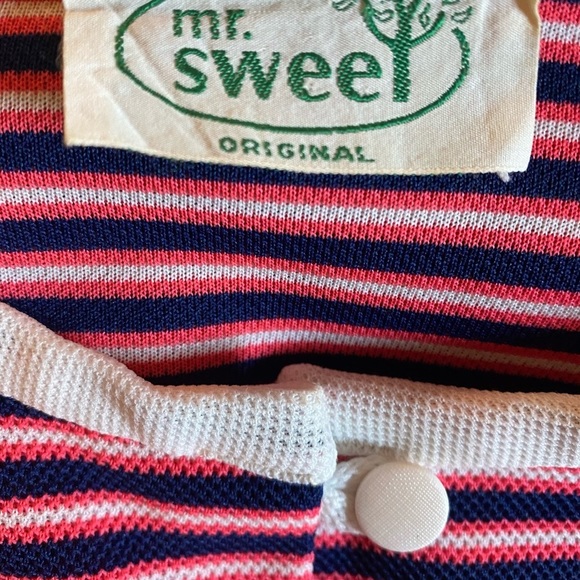 VINTAGE Mr Sweets Pink Blue Striped Sleeveless Above Knee Shift Dress - Picture 7 of 7